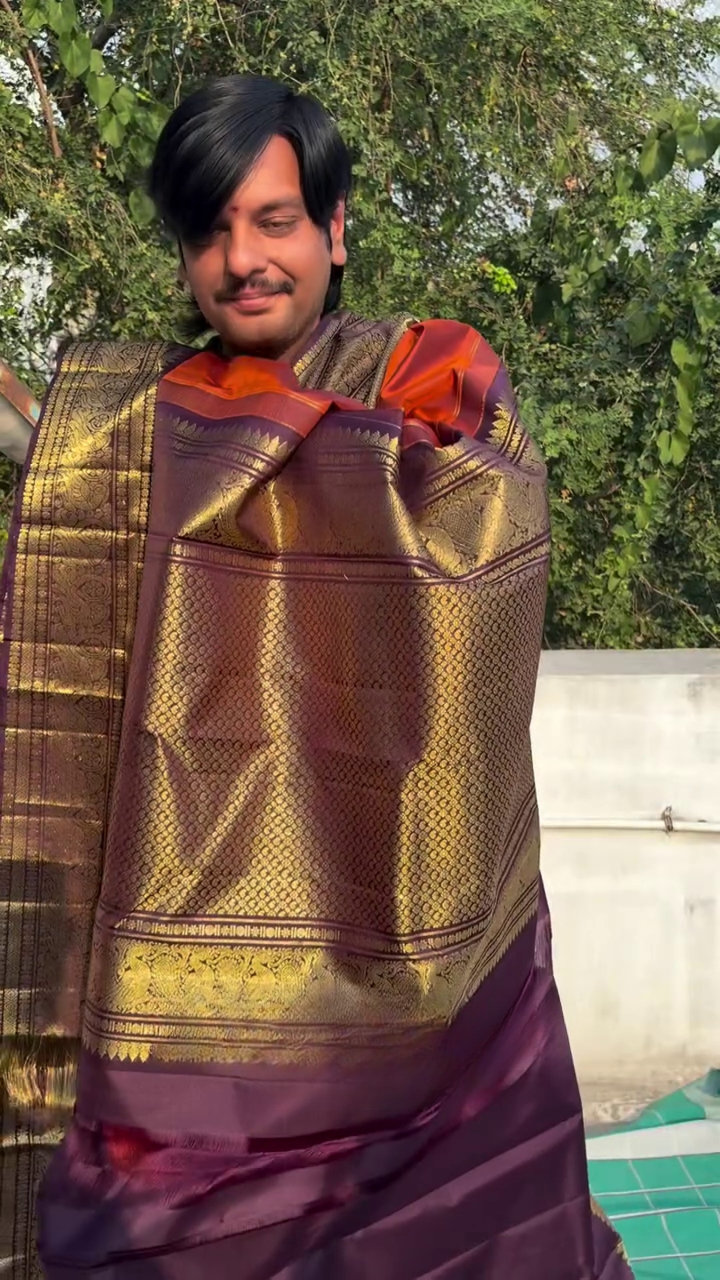 Saffron Serenade Silk Saree