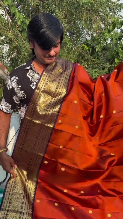 Saffron Serenade Silk Saree